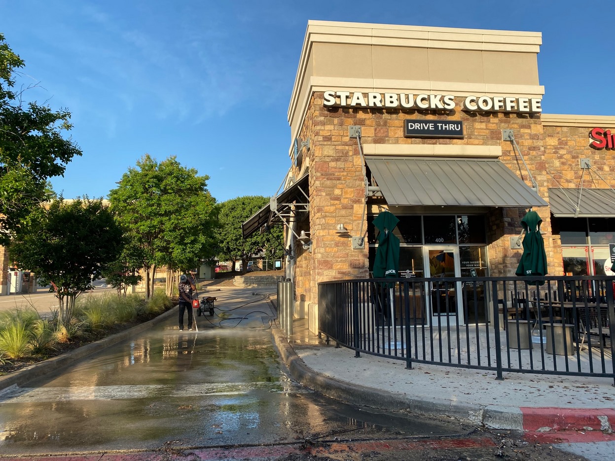 Starbucks Coffee Pressure Washing in Frisco. TX 00001 Starbucks Coffee Pressure Washing in Frisco. TX￼