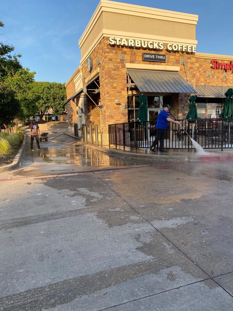 Starbucks Coffee Pressure Washing in Frisco. TX 00009 rotated Starbucks Coffee Pressure Washing in Frisco. TX￼